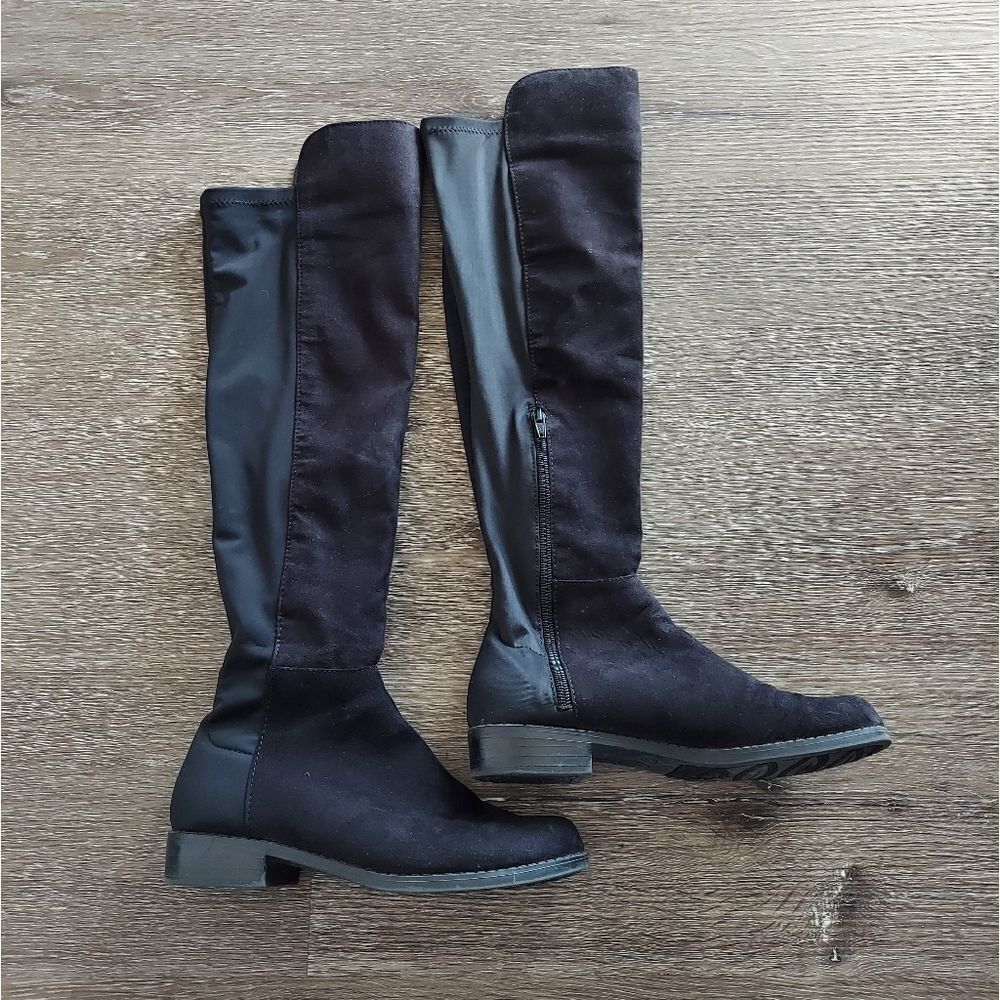 Jaclyn Smith Black Over the Knee Boots Suede 6.5